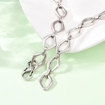 Vintage 304 Stainless Steel Rhombus Link Mixed Chain Necklaces NJEW-C115-08AS-1