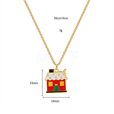 Christmas 304 Stainless Steel Enamel Pendant Necklaces FS-WGDAA96-19-1