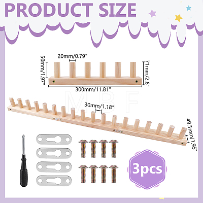 3Pcs Wood Thick Blanket Loom for Yarn DIY-WH0780-06-1