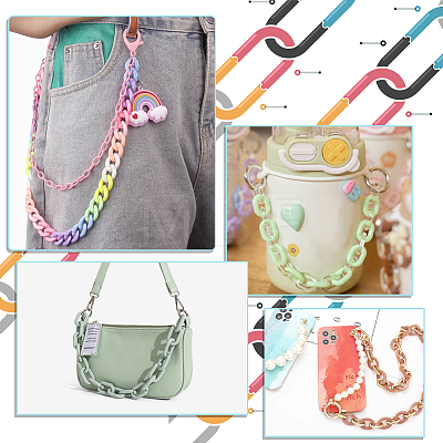   5Pcs 5 Colors Acrylic Imitation Jelly Curb Chain Link Purse Chains FIND-PH0017-48-1