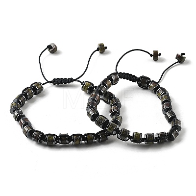 Adjustable Natural Dragon Blood and Non-magnetic Synthetic Hematite Braided Bead Bracelets BJEW-Z090-01L-1