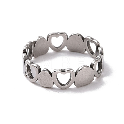 201 Stainless Steel Hollow Heart Wrap Finger Ring for Valentine's Day RJEW-J051-50P-1