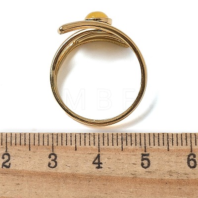 Round Natural Mixed Stone Finger Rings RJEW-C119-03G-1