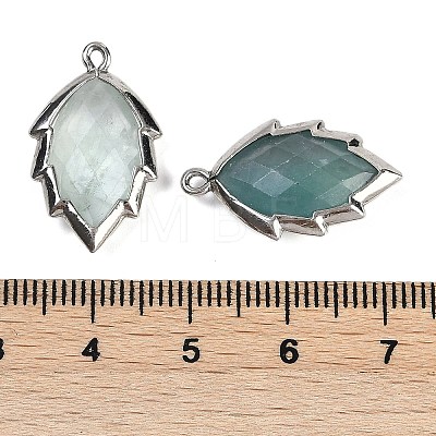 Natural Green Fluorite Faceted Leaf Pendants G-I375-04P-01-1