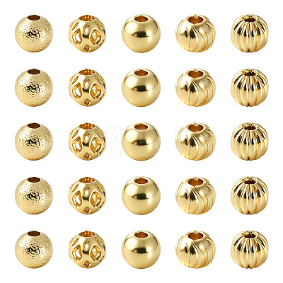 50Pcs 5 Styles Brass Spacer Beads KK-TA0009-12-1
