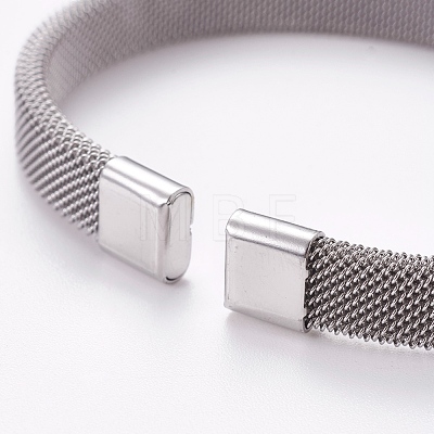 304 Stainless Steel Mesh Bangles AJEW-O172-08P-1