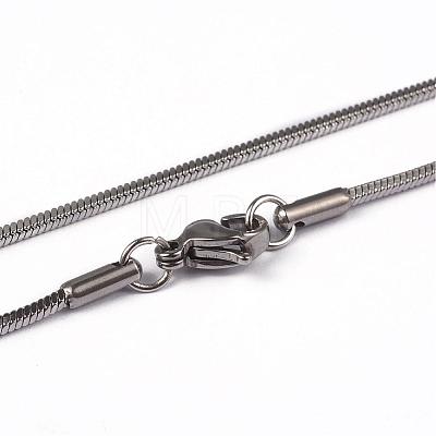 Non-Tarnish 304 Stainless Steel Square Snake Chains Necklaces NJEW-K049-05P-1