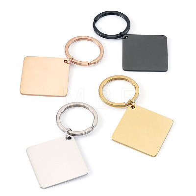 4Pcs 4 Styles Stainless Steel Keychains KEYC-TA0004-81C-1