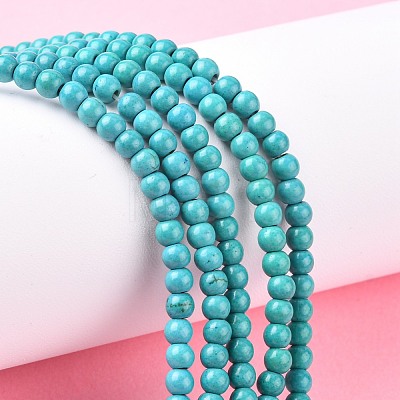 1 Strand Dyed Dark Cyan Round Synthetic Turquoise Beads Strands X-TURQ-G106-4mm-02E-1