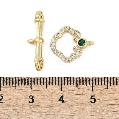 Brass Micro Pave Clear Cubic Zirconia Toggle Clasps KK-K391-15G-1