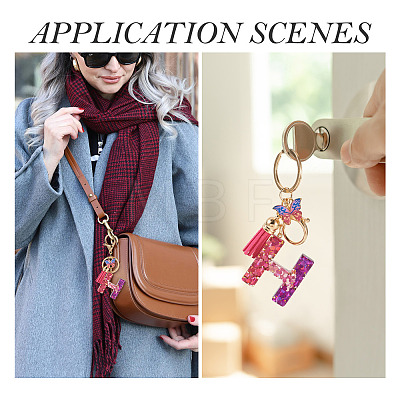 Alloy Resin Butterfly Keychains KEYC-TADJ0002-02G-H-1