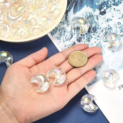 50Pcs UV Plating Transparent Acrylic Beads PACR-CJ0001-25-1