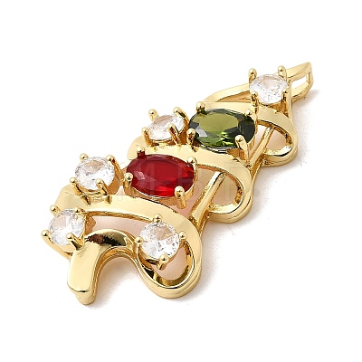 Brass Micro Pave Cubic Zirconia Pendants KK-L258-01G-A01-1