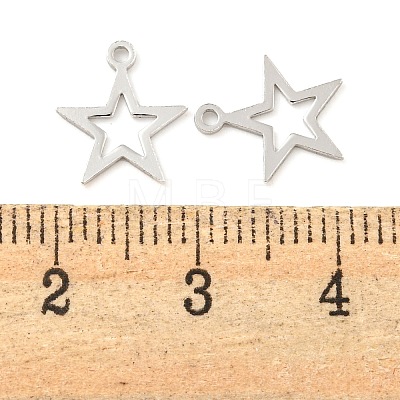 925 Sterling Silver Hollow Star Charms STER-B005-38P-1