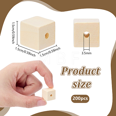 200Pcs Wood Beads WOOD-PH0004-08-1