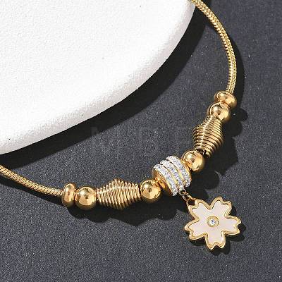 European Style Polymer Clay Rhinestones & 201 Stainless Steel & Natural Shell Charm Bracelets BJEW-G765-03G-01-1
