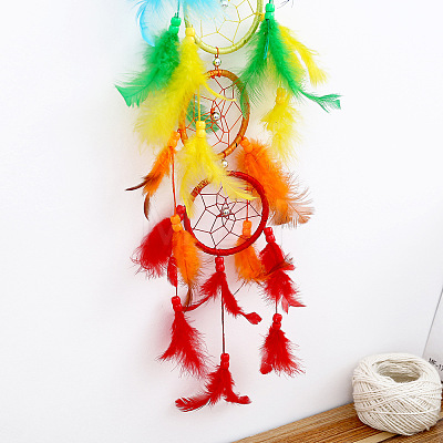 Woven Net/Web With Feather Pendant Decorations RABO-PW0001-159-1