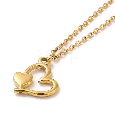 304 Stainless Steel Heart Pendant Necklaces for Women NJEW-H016-02G-1