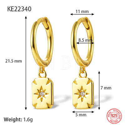 Real 18K Gold Plated 925 Sterling Silver Dangle Hoop Earrings for Women GN7396-2-1