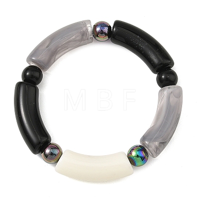 2Pcs 2 Styles Opaque Acrylic Tube Beaded Stretch Bracelet Sets BJEW-JB14453-1