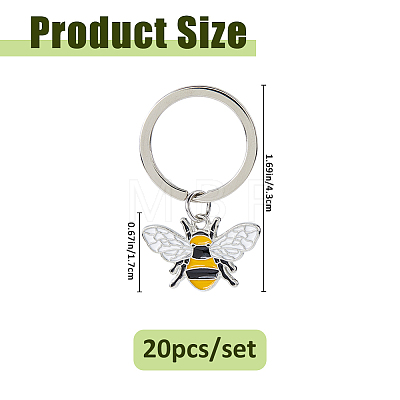 20Pcs Alloy Enamel Bees Keychain KEYC-FH00099-1