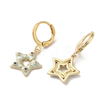 Star Real 18K Gold Plated Brass Dangle Leverback Earrings EJEW-L268-033G-02-1