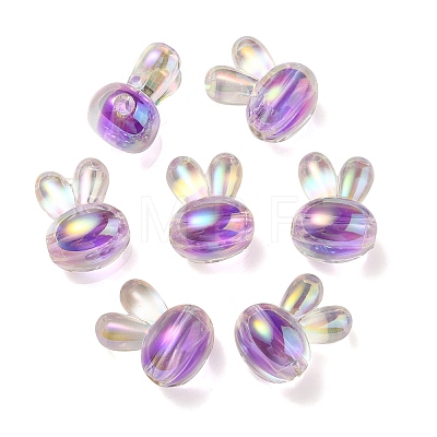 UV Plating Rainbow Iridescent Acrylic Beads PACR-E001-05E-1