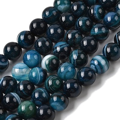 Natural Banded Agate Beads Strands G-I392-A01-6mm-02-1