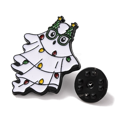 Christmas Theme Ghost with Glasses Enamel Pins JEWB-M043-06B-1