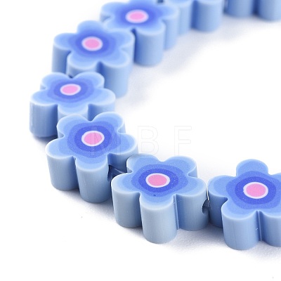 Handmade Flower Printed Polymer Clay Beads Strands CLAY-M003-07-1