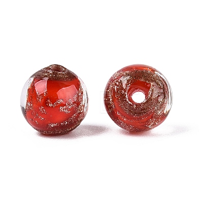 Handmade Gold Sand Lampwork Beads LAMP-N045-01A-07-1