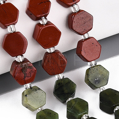Natural Canada Jade & Red Jasper & Rainbow Moonstone Beads Strands G-T144-17B-01-1