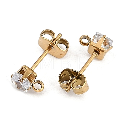 Ion Plating(IP) 304 Stainless Steel Cubic Zirconia Stud Earring Findings STAS-P373-06A-04-1