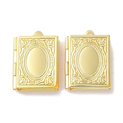 Rack Plating Brass Locket Pendants KK-F090-04G-1