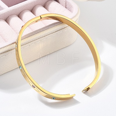 Eye 304 Stainless Steel Rhinestone Bangles for Women BJEW-Z092-09G-1