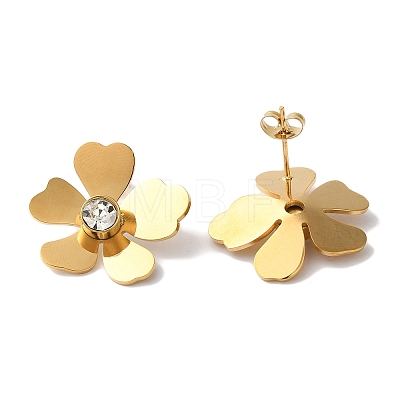 Flower Ion Plating(IP) 304 Stainless Steel Stud Earrings for Women EJEW-L287-004G-1
