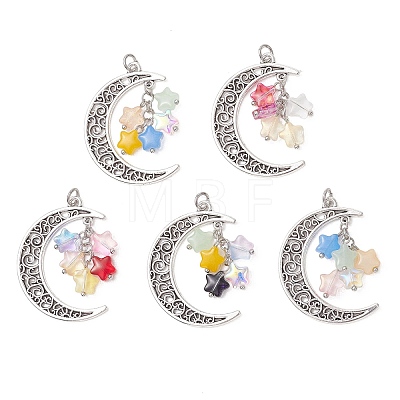 5Pcs Alloy Glass Pendants PALLOY-JF05202-1