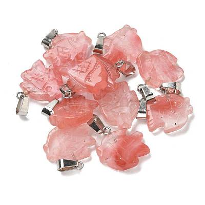 Cherry Quartz Glass Pendants G-B127-16P-05-1