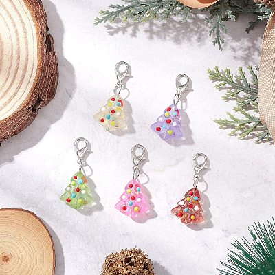 Handmade Bumpy Glass Christmas Tree Pendant Decorations HJEW-JM04171-02-1