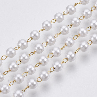 Handmade ABS Plastic Imitation Pearl Beaded Chains CHS-T003-01G-1