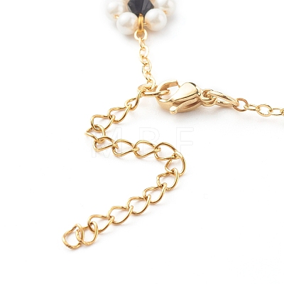 Shell Pearl & Acrylic Beads Flower Link Bracelets X1-BJEW-TA00003-05-1