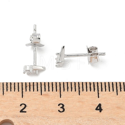 925 Sterling Silver Clear Cubic Zirconia Stud Earrings EJEW-Q032-01F-P-1
