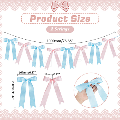 Polyester Bowknot Hanging Banner OFST-WH0004-121A-1