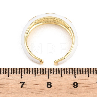 Brass Enamel Cuff Open Rings RJEW-P190-01G-01-1
