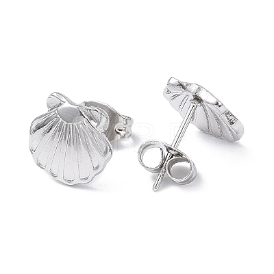 304 Stainless Steel Shell Stud Earrings for Women EJEW-I285-13P-1