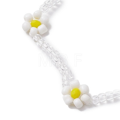 Faceted Rondelle Glass & Glass Seed Anklet AJEW-AN00587-1