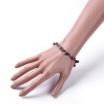 Non-magnetic Synthetic Hematite Beads Stretch Bracelets BJEW-JB04659-01-1