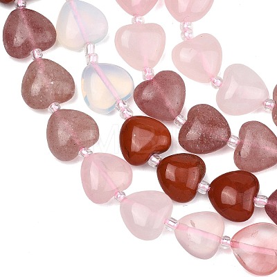 Gradient Color Opalite & Cherry Quartz Glass & Natural Strawberry Quartz & Rose Quartz & Red Jasper Beads Strands G-B185-A13-1