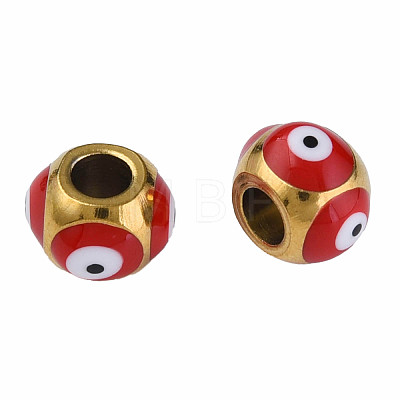 201 Stainless Steel Enamel Beads STAS-N087-59-01G-1