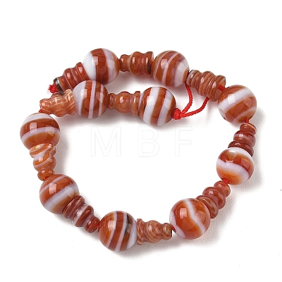 Natural Banded Agate 3-Hole Guru Bead Strands G-K149-57-1